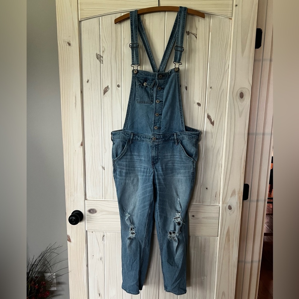 Hollister Denim Distressed Overalls